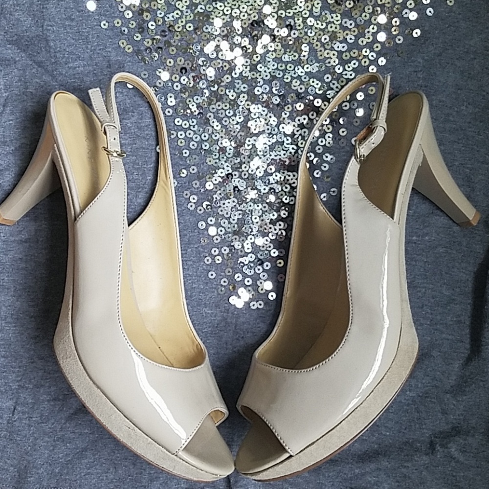 Nine West Nude Patent/ Suede Pumps - Size 10